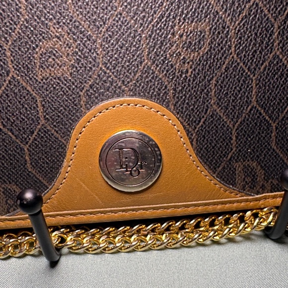 Vintage Christian Dior Honeycomb Chain Crossbody Bag - Brown & Tan - Picture 2 of 11